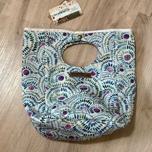 Canvas fabric insulated lunch bag || geometric print